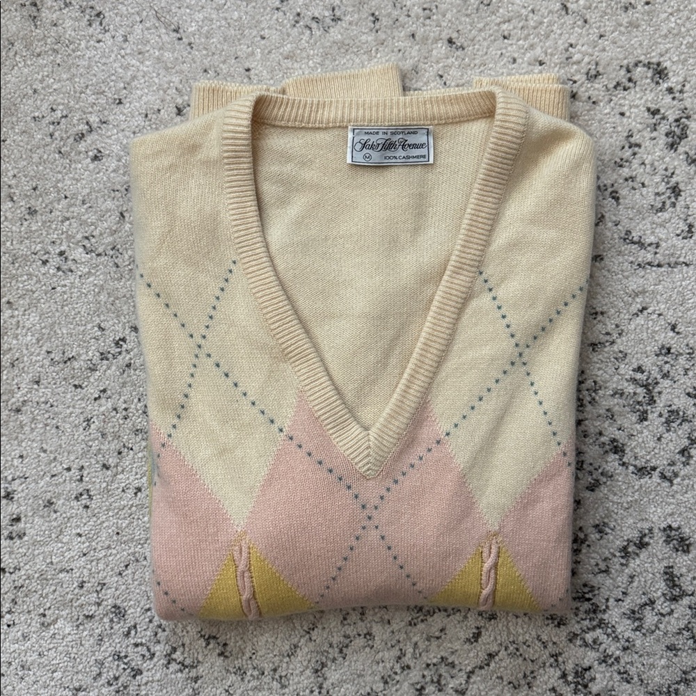 Saks Fifth Avenue cashmere argyle sweater